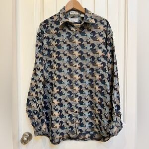 Jhane Barnes for Neiman Marcus Japanese Woven Cotton Galloping Horses Shirt. L